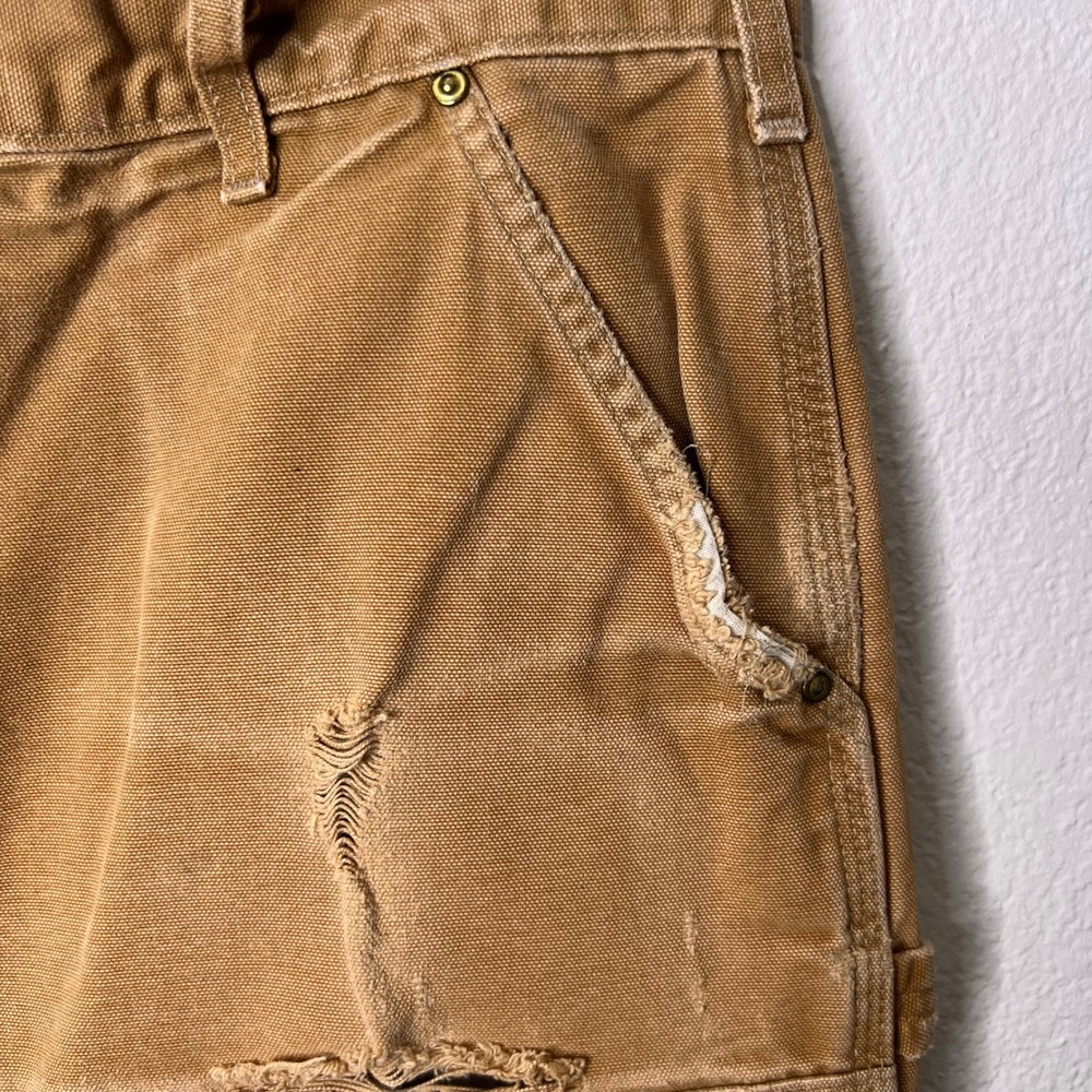 Carhartt B01 Double Front Duck Work Pants Brown 38(34)x30 Distressed Made in USA - Picture 7 of 12